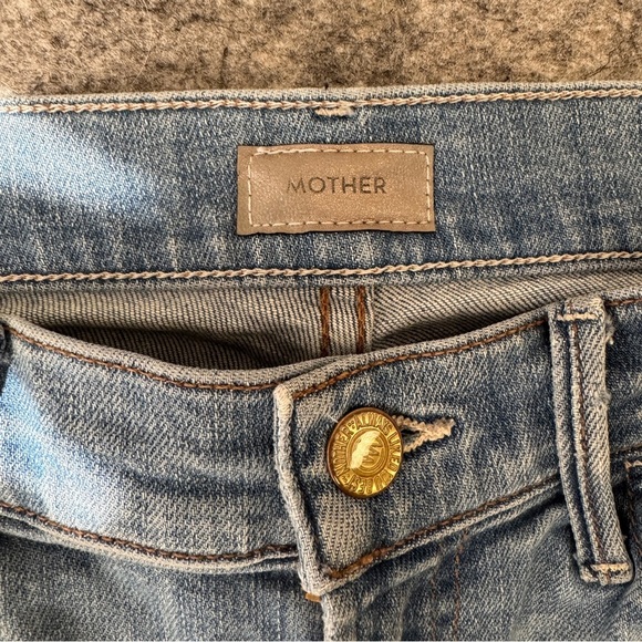 MOTHER Insider Crop Step Fray Jeans Blue Size 25 Raw Hem Some Marks - Picture 3 of 16